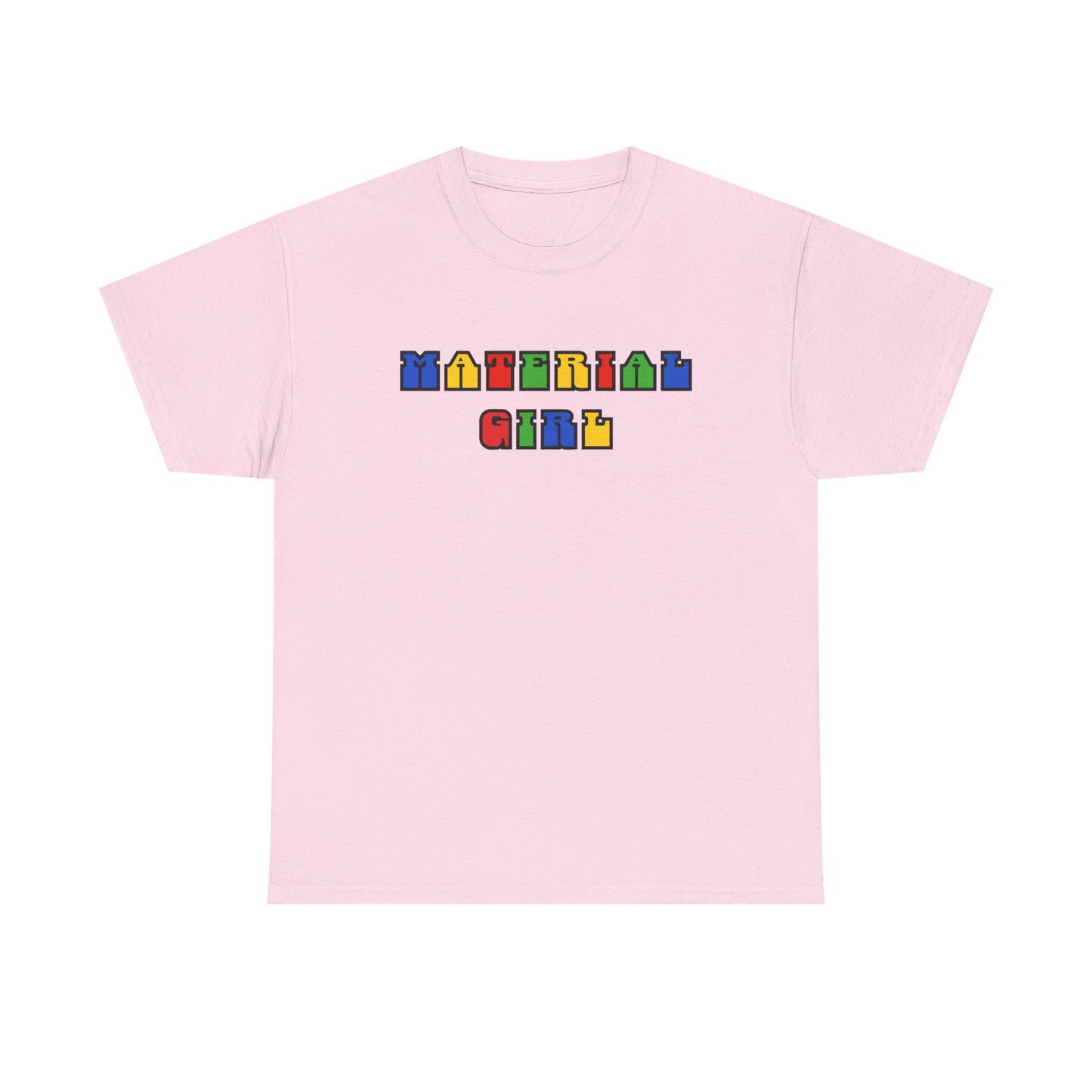Colorful Typography, Material Girl Unisex cotton Tee, Trendy Shirt, Birthday Gift, Retro 90s Vibe Tee, Everyday Wear, Music Lover Apparel