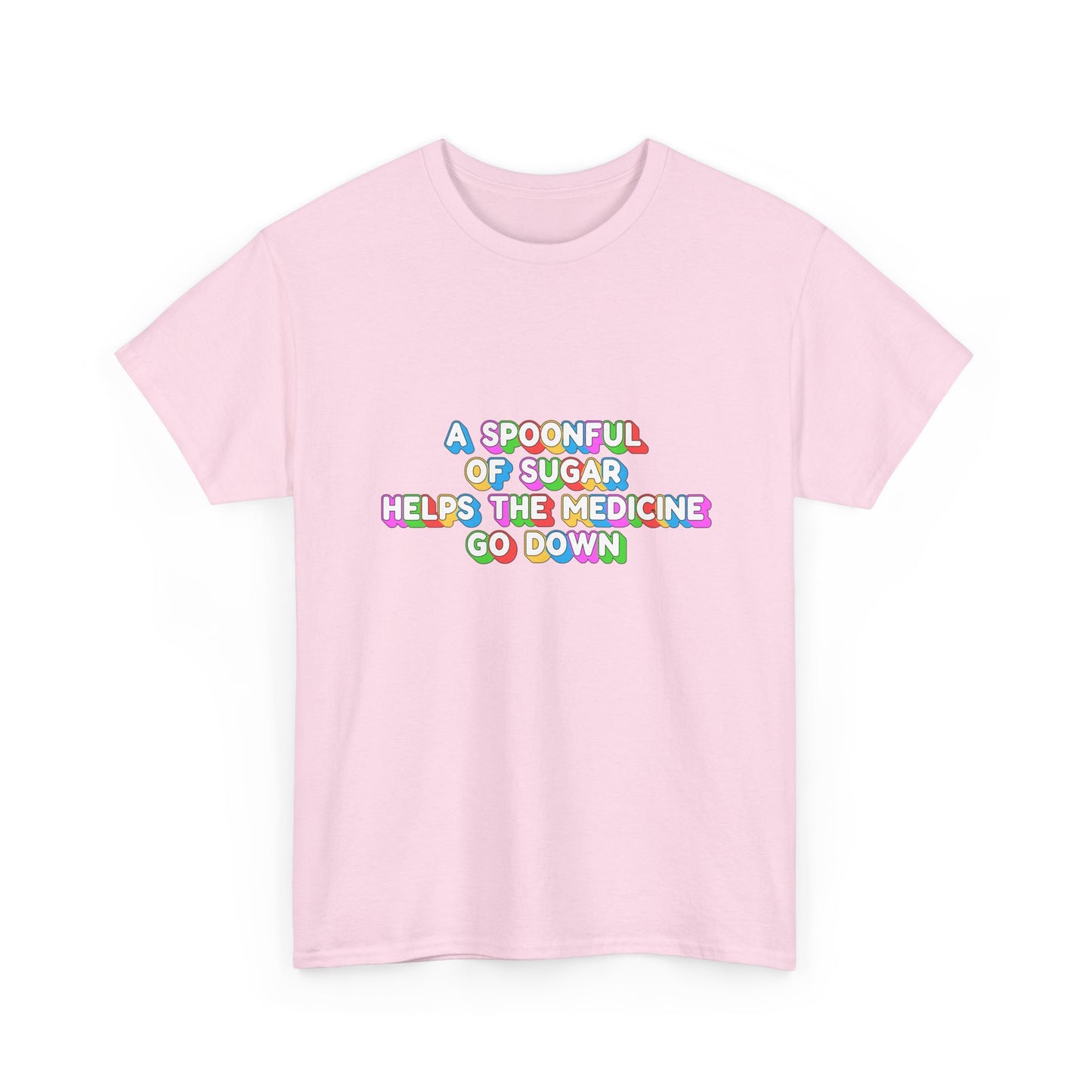 Music Nostalgia A Spoonful Of Sugar Unisex Tee, Retro Typographic Design Top, Artistical Expression of Colors T-Shirt