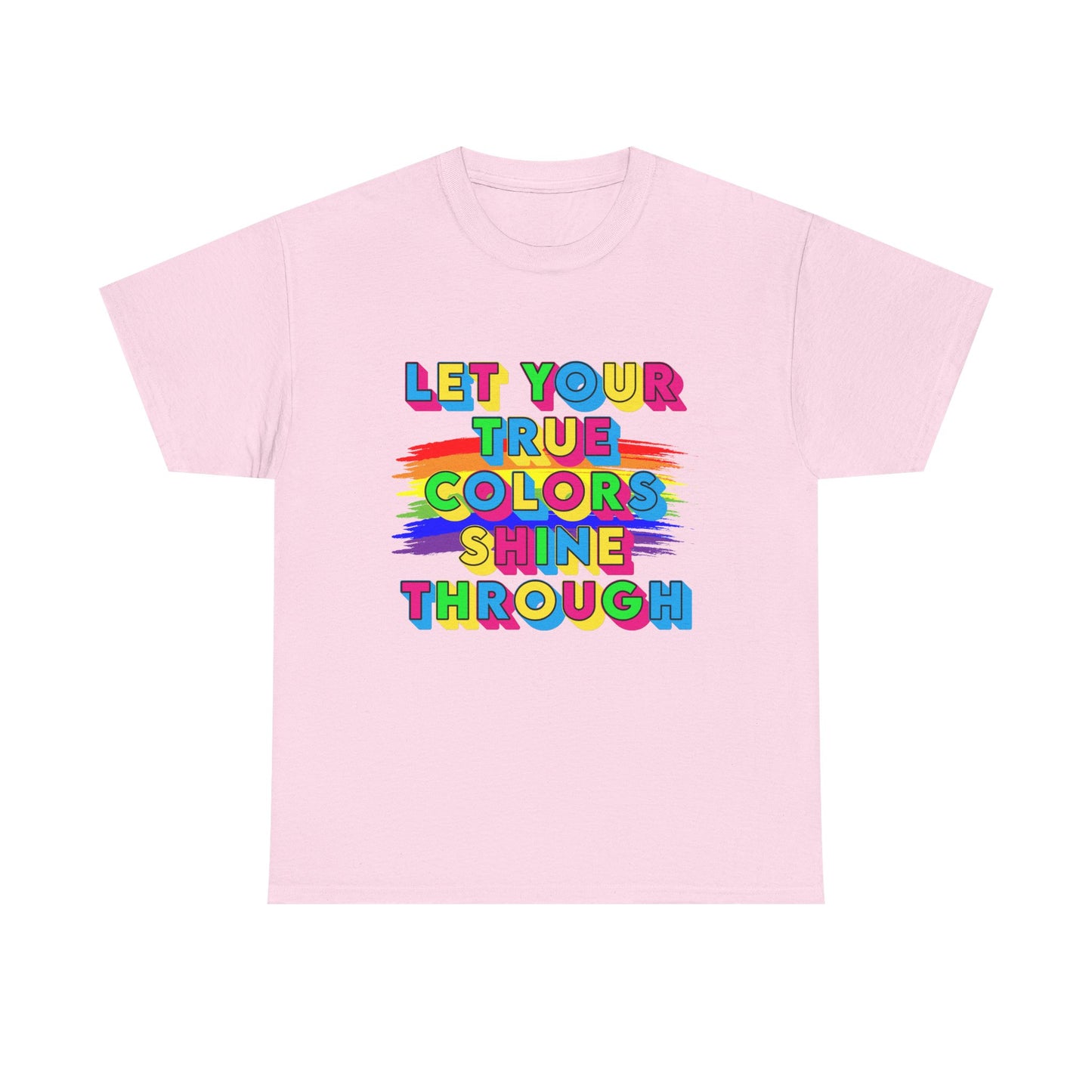 Music Nostalgia True Colors Heavy Cotton Tee, Colorful Boho and Hippie Style Top, Artistic Typographic Design T-shirt
