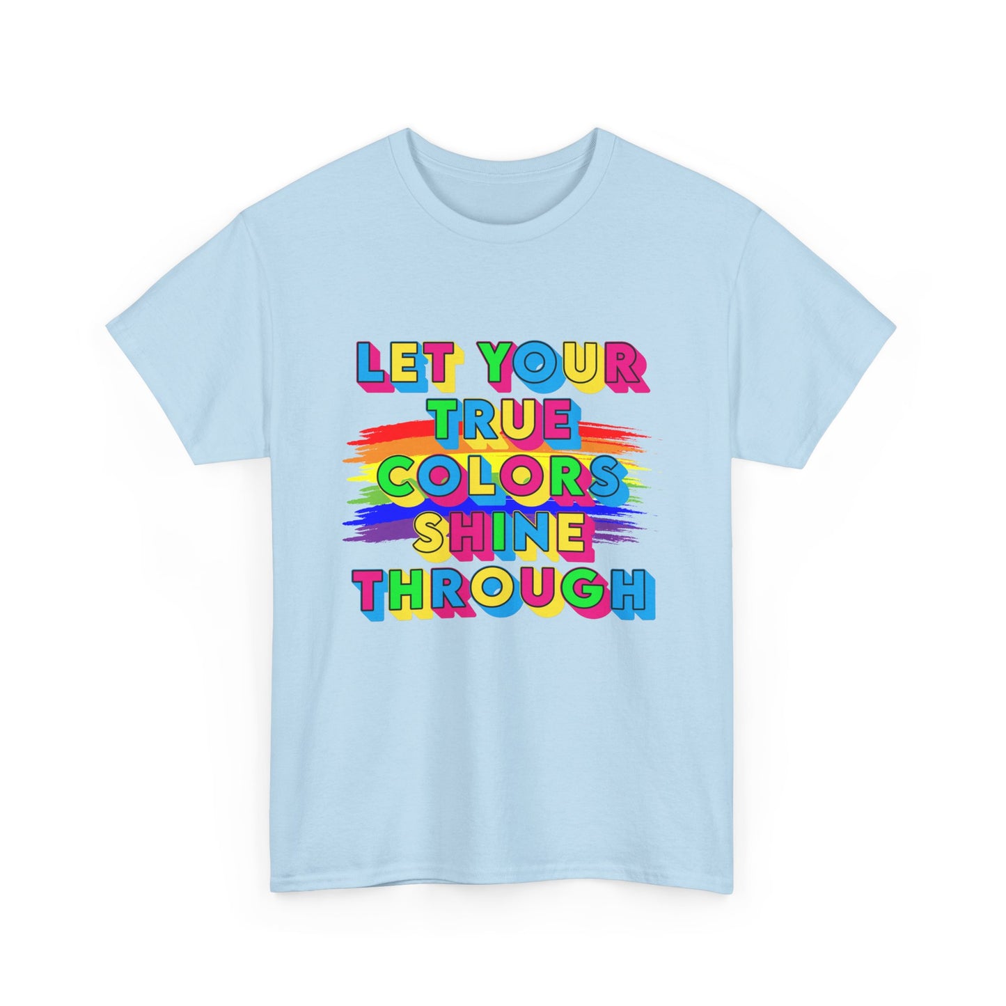 Music Nostalgia True Colors Heavy Cotton Tee, Colorful Boho and Hippie Style Top, Artistic Typographic Design T-shirt