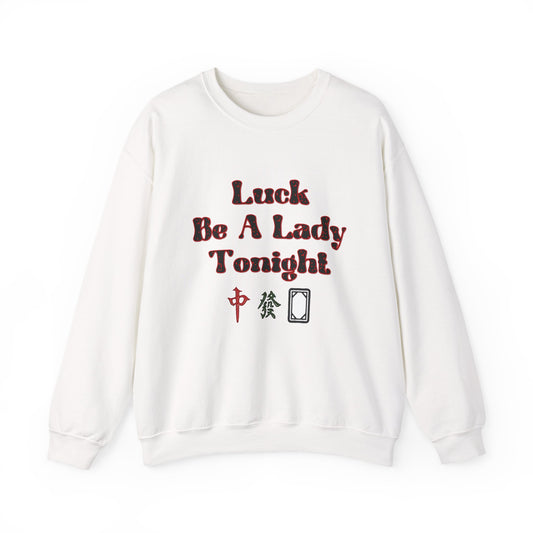 Boho Mahjong Inspired Unisex Sweatshirt, Gambler Metaphor Crewneck Jumper, Luck Be a Lady Pullover, Gift for Gamers, Vintage Style Sweater