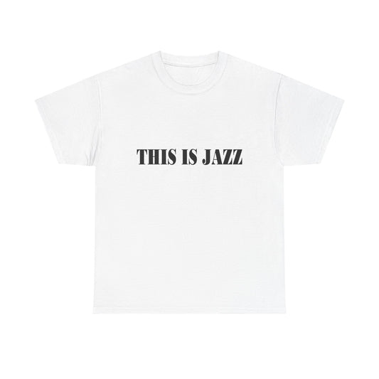 Music Nostalgia THIS IS JAZZ Unisex Cotton Shirt, Colorful Boho and Hippie Style Top, Artistic Typographic Design Shirt