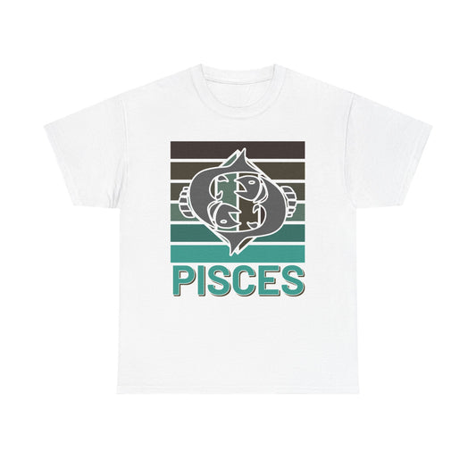 Astrology Zodiac Pisces Unisex Heavy Cotton Tee Series D, Gift for Pisces Birthday, Horoscope Shirt, Aquatic Vibes Tee, Retro Vintage Sesign