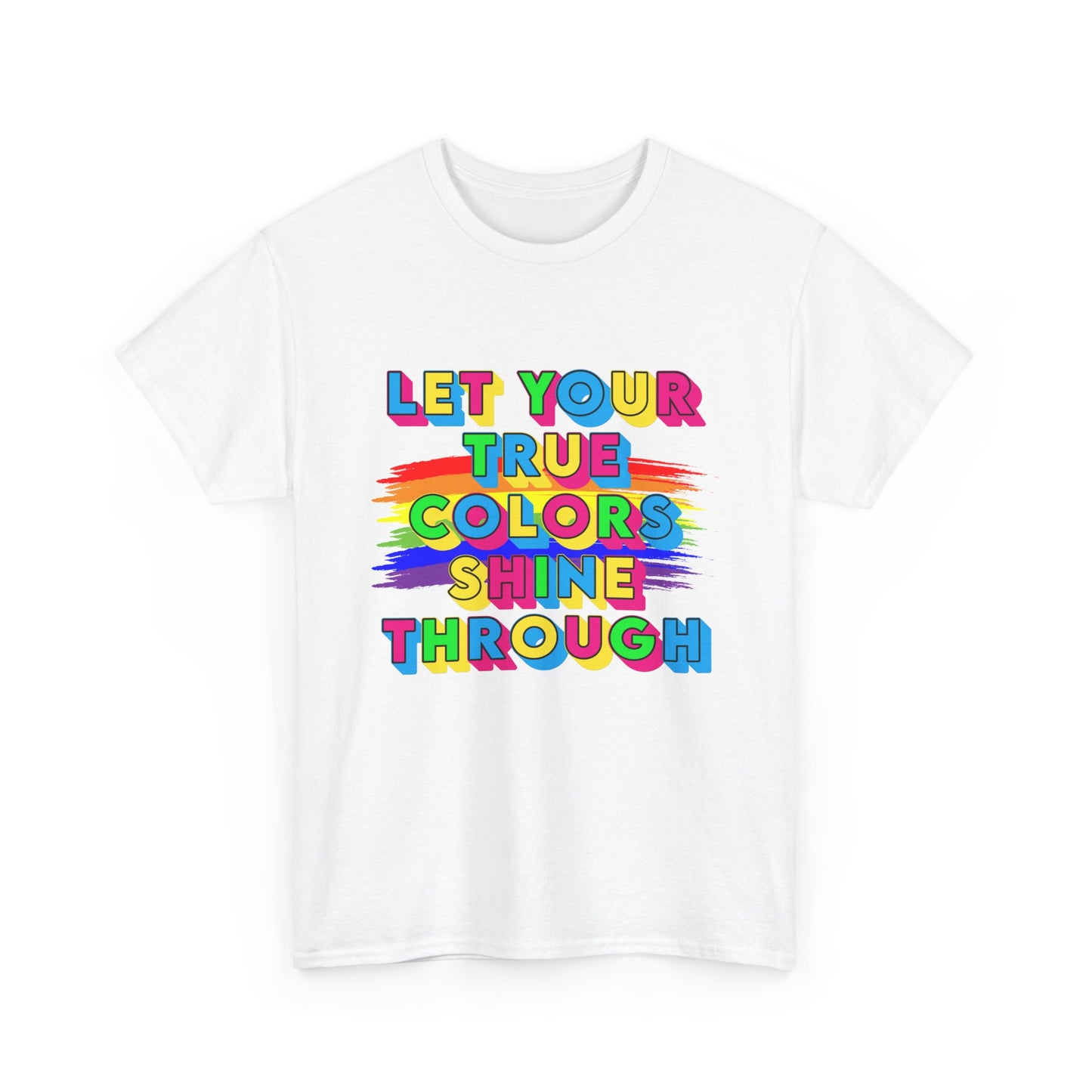 Music Nostalgia True Colors Heavy Cotton Tee, Colorful Boho and Hippie Style Top, Artistic Typographic Design T-shirt