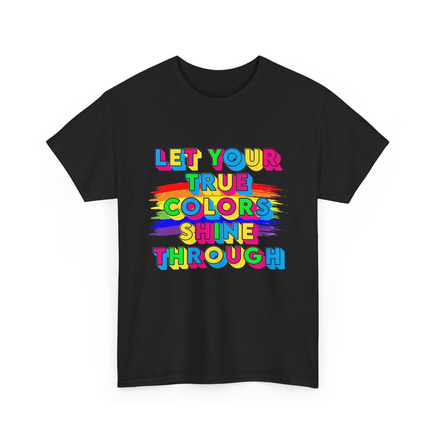 Music Nostalgia True Colors Heavy Cotton Tee, Colorful Boho and Hippie Style Top, Artistic Typographic Design T-shirt