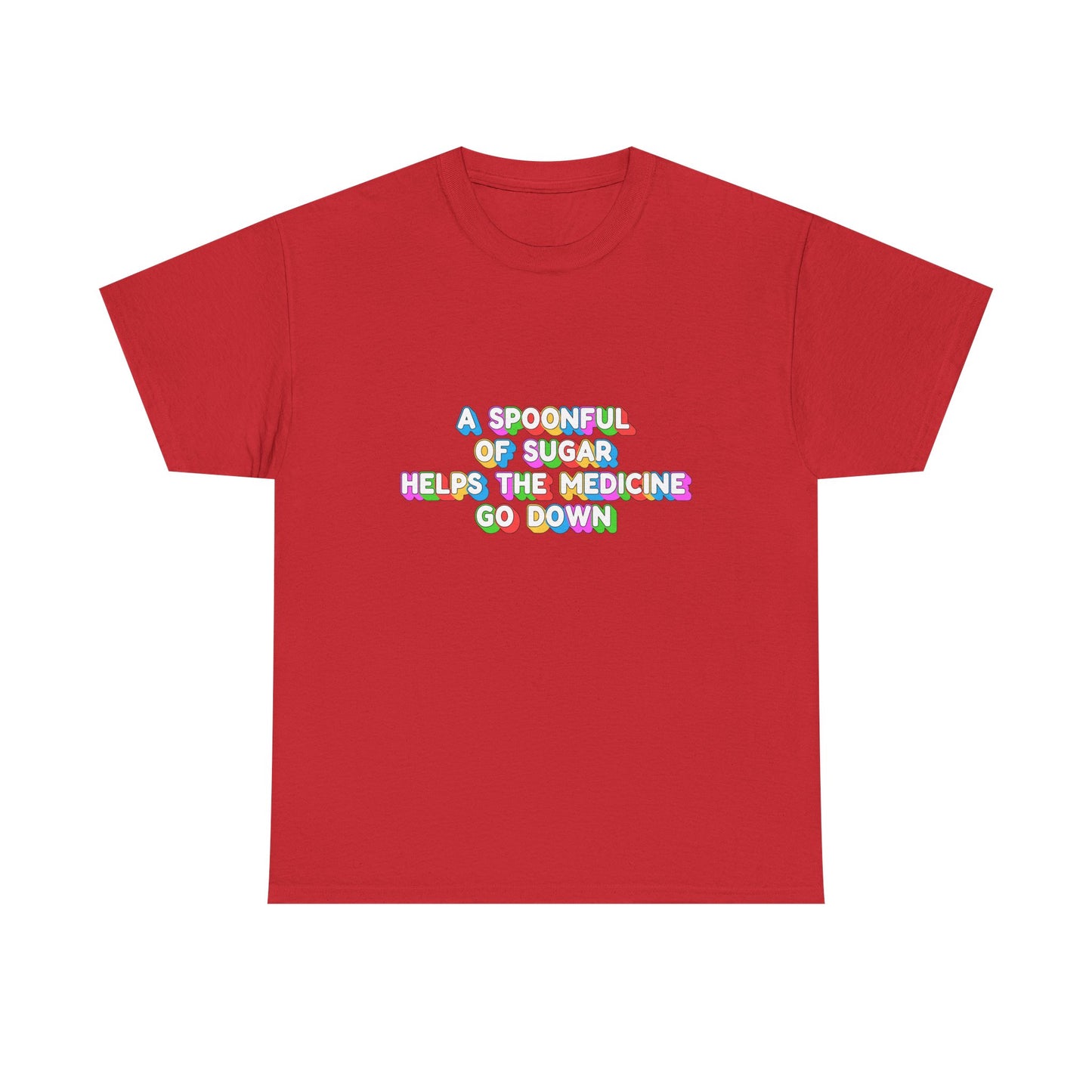 Music Nostalgia A Spoonful Of Sugar Unisex Tee, Retro Typographic Design Top, Artistical Expression of Colors T-Shirt