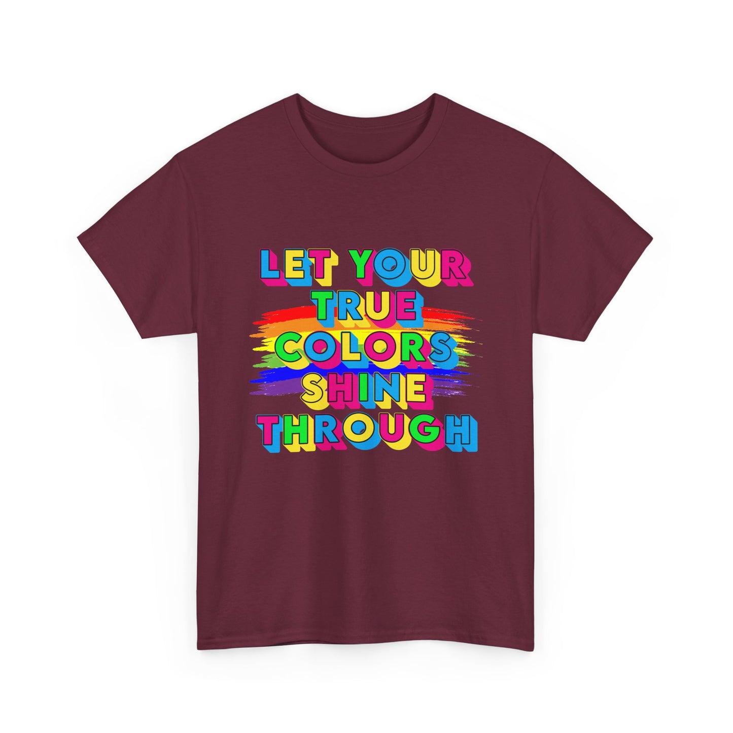 Music Nostalgia True Colors Heavy Cotton Tee, Colorful Boho and Hippie Style Top, Artistic Typographic Design T-shirt