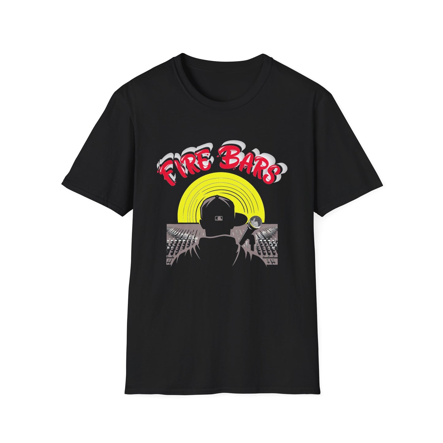 Music Nostalgia Fire Bars Unisex T-Shirt, The Rapper At the Mic and Board, Rap Lover graphic Tee