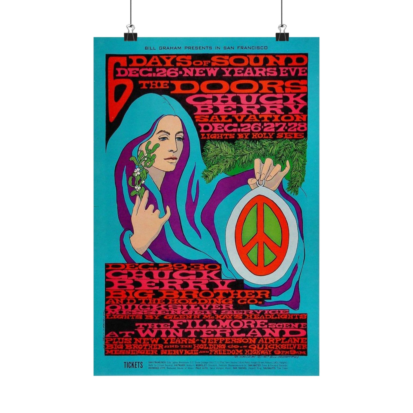 Vintage Rock Art, "6 Days of Sound - The Fillmore Scene at Winterland" Poster, Authentic Memorabilia