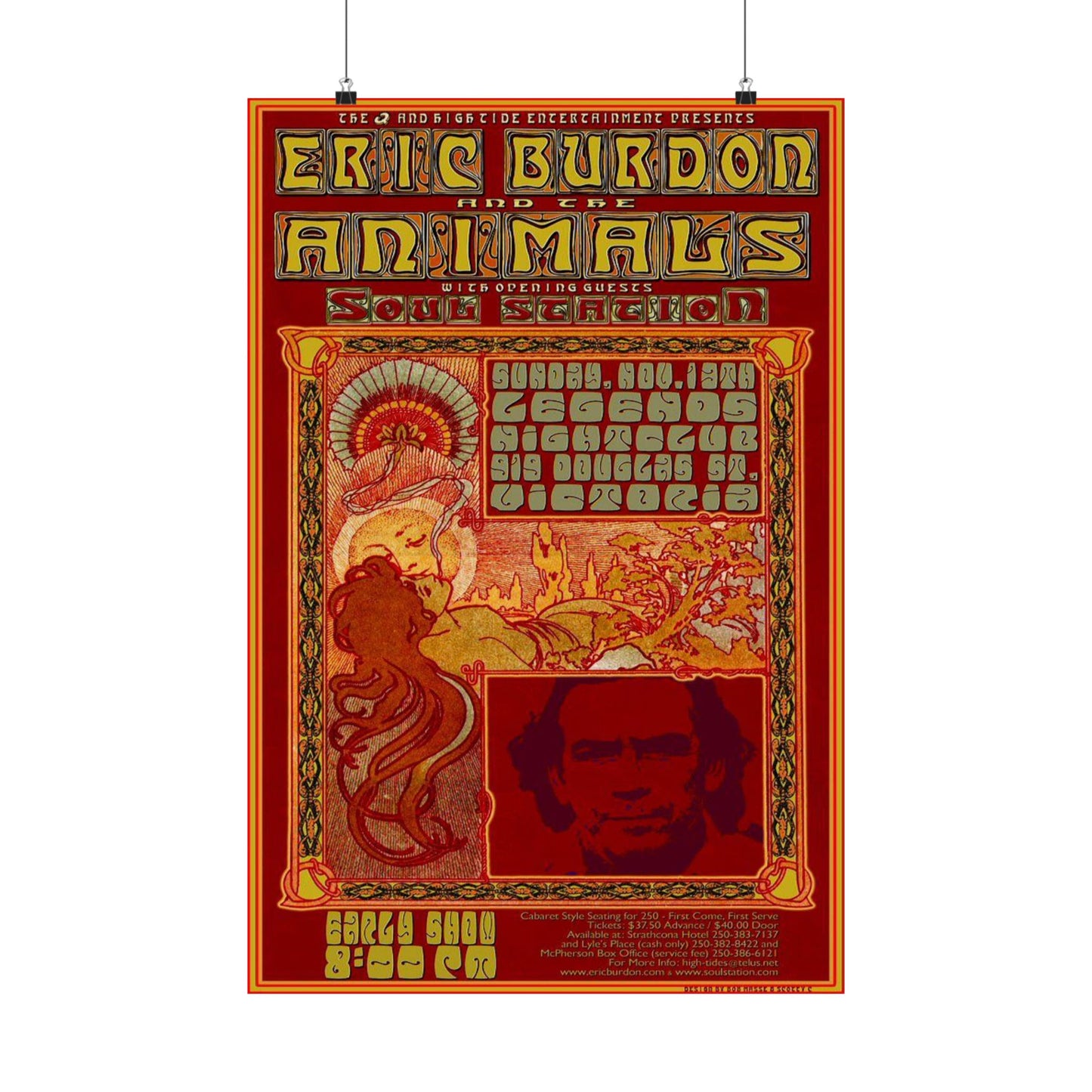 Vintage Music Concert Art, Legendary Band the Animals Tribute Poster, Authentic Memorabilia