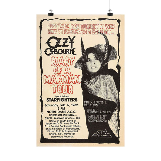 Ozzy Osbourne 1982 Concert Poster, Vintage Music Art Print, Rock Music Decor, Retro Wall Art, Unique and Authentic