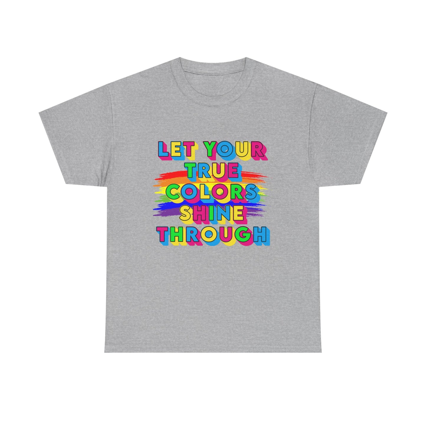 Music Nostalgia True Colors Heavy Cotton Tee, Colorful Boho and Hippie Style Top, Artistic Typographic Design T-shirt