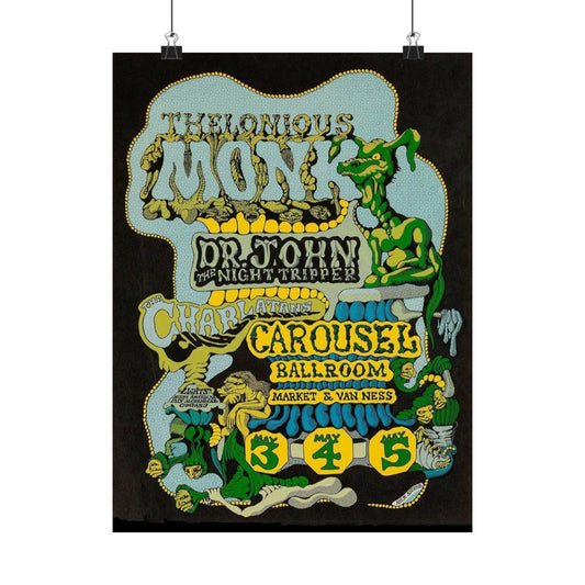 Vintage Thelonious Monk Dr. John Psychedelic Poster - Rick Griffin 1960s Style SF Carousel Ballroom