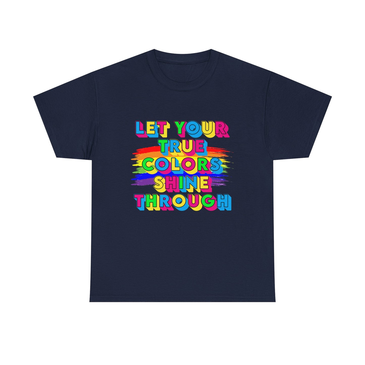Music Nostalgia True Colors Heavy Cotton Tee, Colorful Boho and Hippie Style Top, Artistic Typographic Design T-shirt