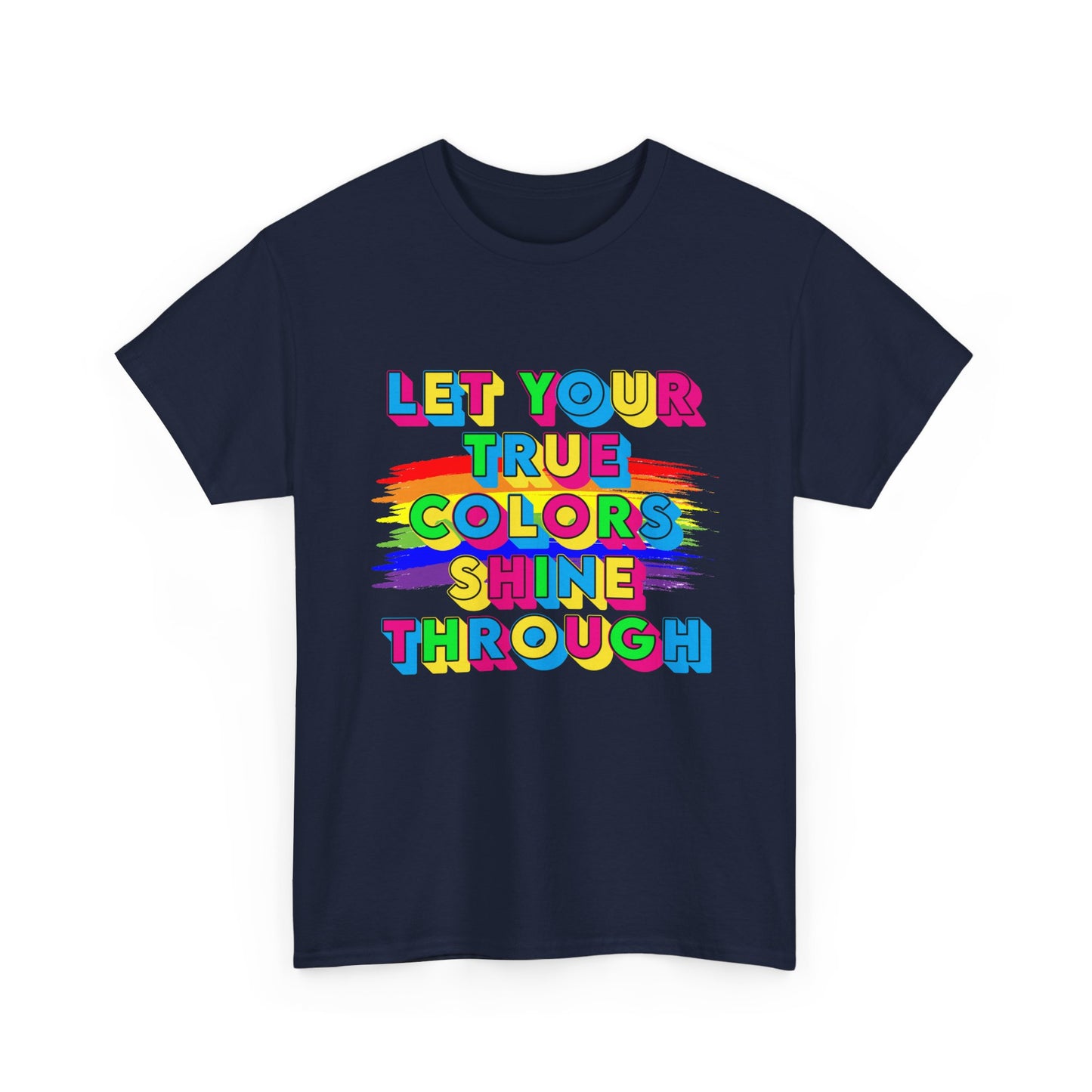Music Nostalgia True Colors Heavy Cotton Tee, Colorful Boho and Hippie Style Top, Artistic Typographic Design T-shirt