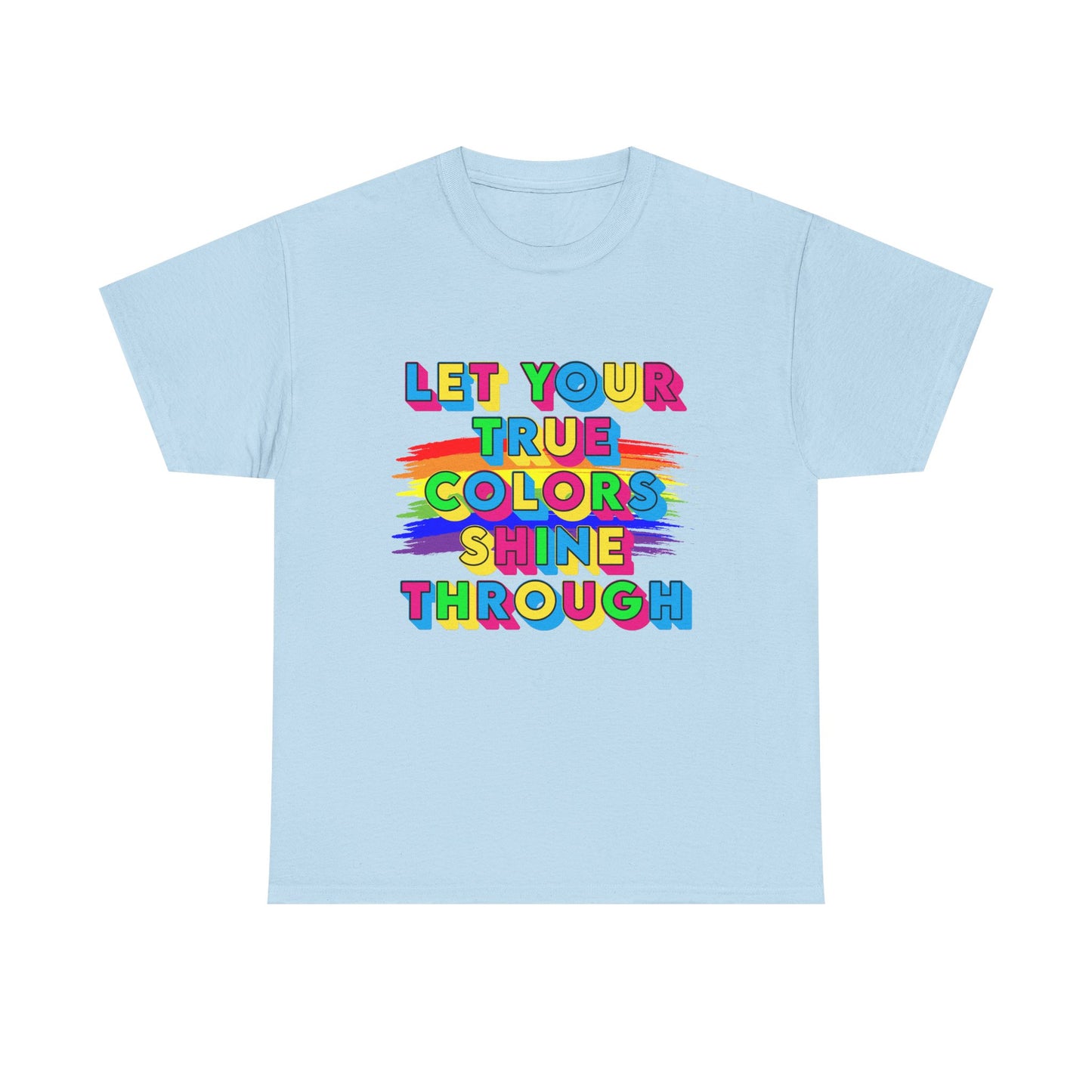Music Nostalgia True Colors Heavy Cotton Tee, Colorful Boho and Hippie Style Top, Artistic Typographic Design T-shirt