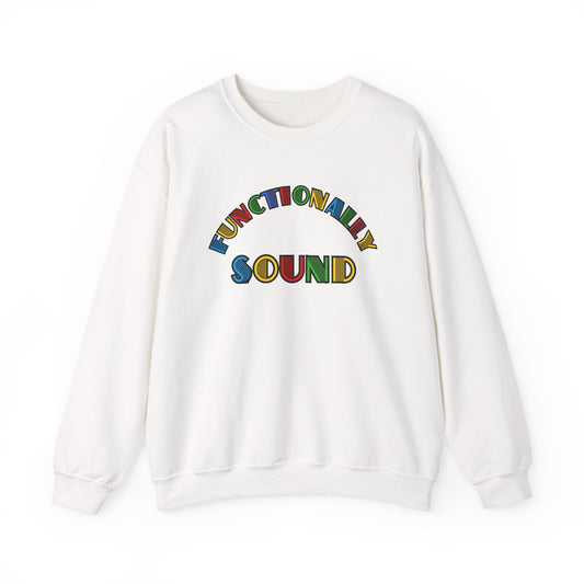 Colorful Typography, 'Functionality Sound' Sweatshirt, Cozy Crewneck, Unisex Gift, Music Lover Apparel, Casual Wear, Birthday Present