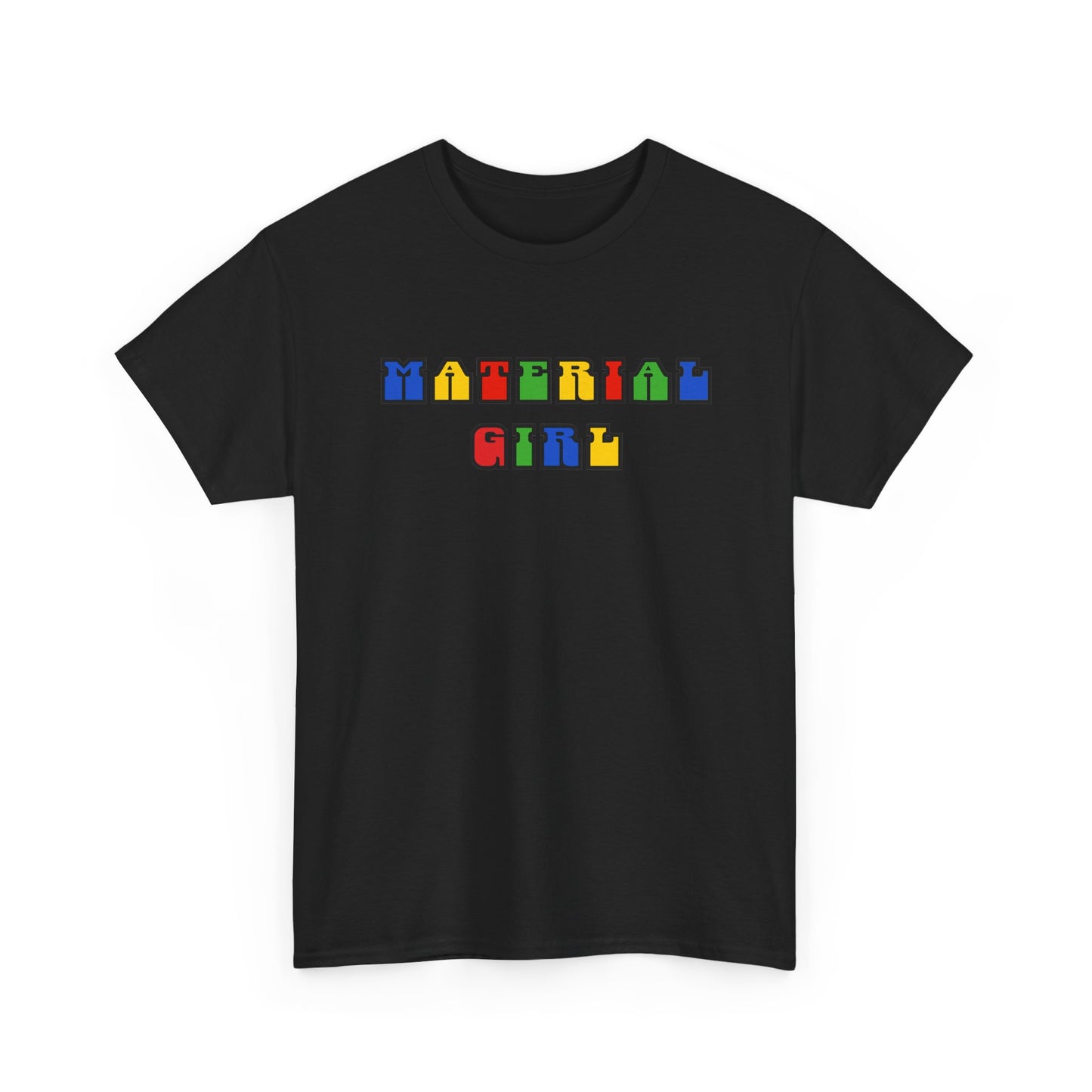 Colorful Typography, Material Girl Unisex cotton Tee, Trendy Shirt, Birthday Gift, Retro 90s Vibe Tee, Everyday Wear, Music Lover Apparel