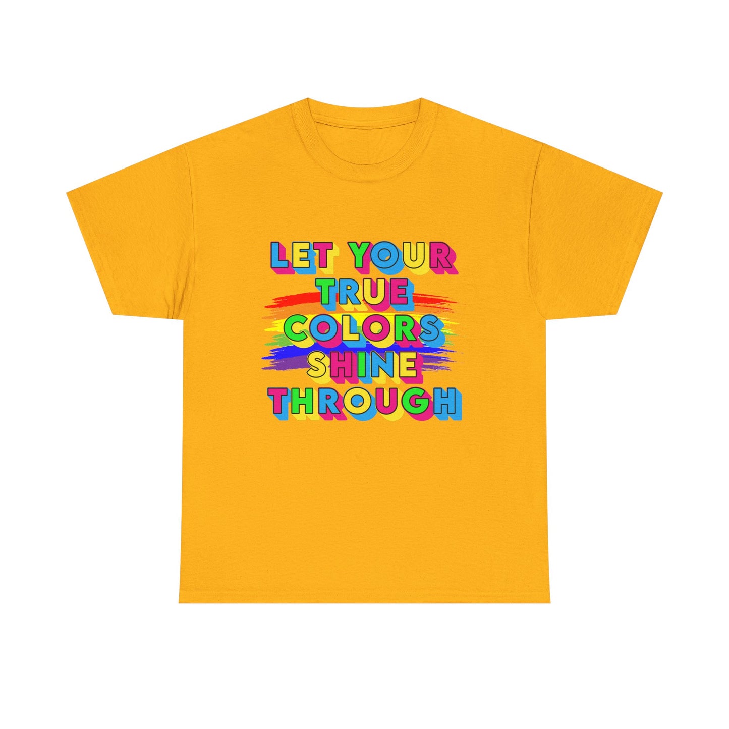Music Nostalgia True Colors Heavy Cotton Tee, Colorful Boho and Hippie Style Top, Artistic Typographic Design T-shirt