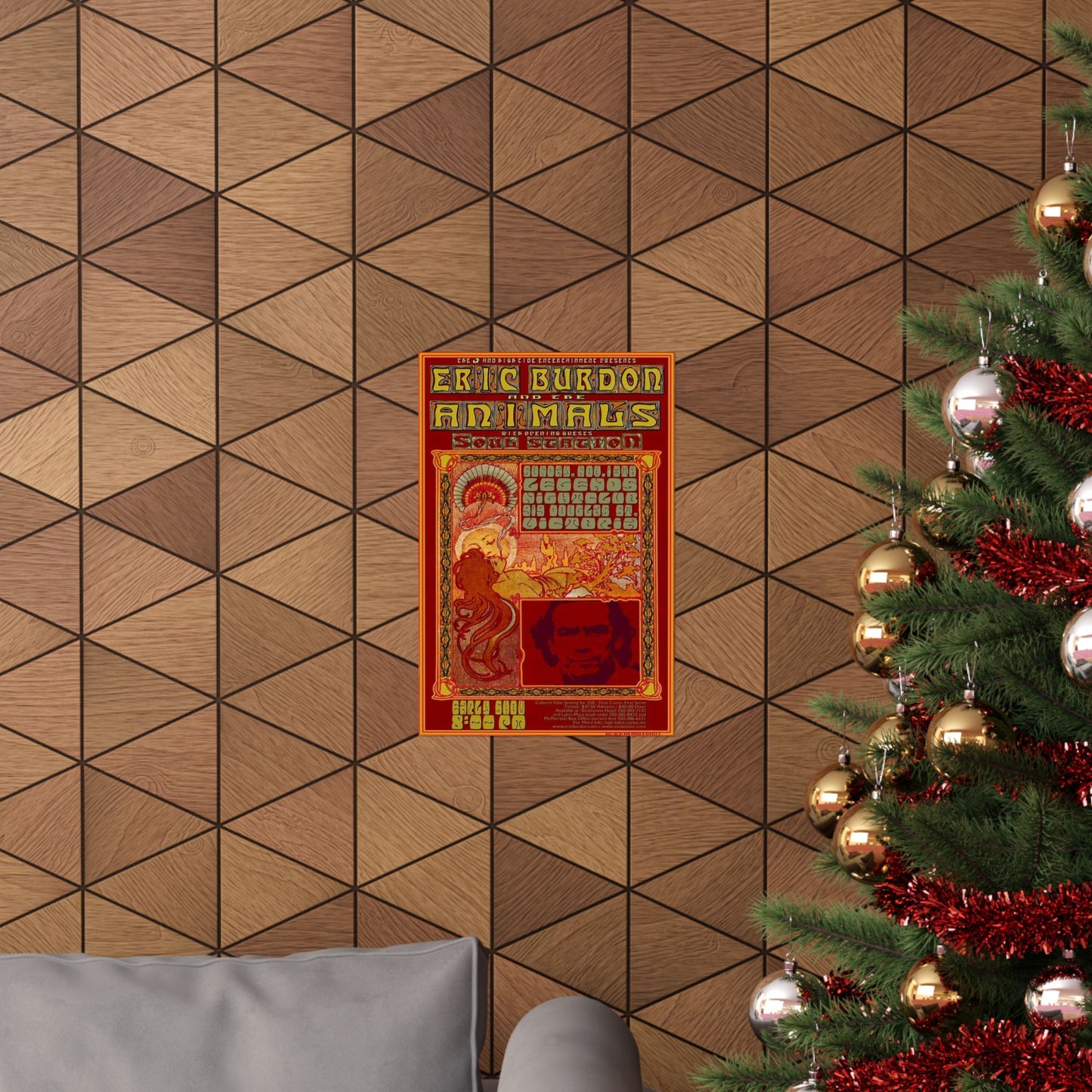 Vintage Music Concert Art, Legendary Band the Animals Tribute Poster, Authentic Memorabilia