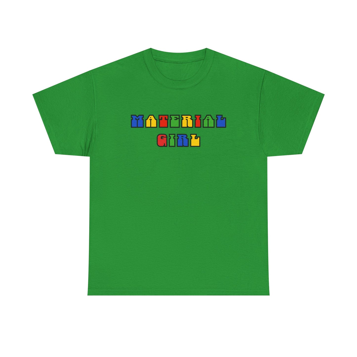 Colorful Typography, Material Girl Unisex cotton Tee, Trendy Shirt, Birthday Gift, Retro 90s Vibe Tee, Everyday Wear, Music Lover Apparel