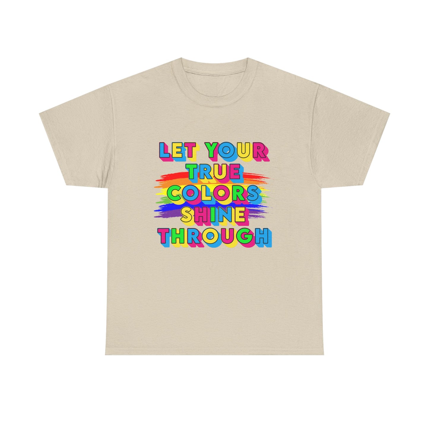 Music Nostalgia True Colors Heavy Cotton Tee, Colorful Boho and Hippie Style Top, Artistic Typographic Design T-shirt