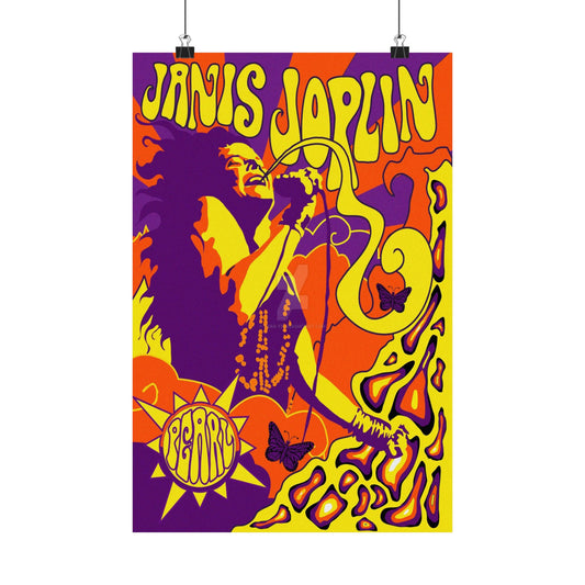 Vintage Rock Art Poster, Janis Joplin Wall Decor, Groovy Home Decoration, Music Lover Gift, Retro Psychedelic Print