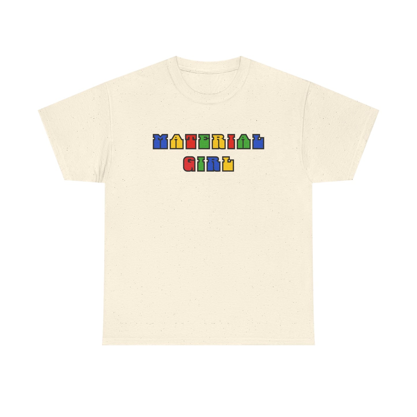 Colorful Typography, Material Girl Unisex cotton Tee, Trendy Shirt, Birthday Gift, Retro 90s Vibe Tee, Everyday Wear, Music Lover Apparel