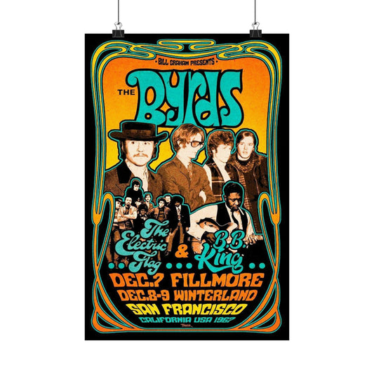 Vintage Art The Byrds B.B. King Psychedelic Poster - 1967 Fillmore SF Rock Art Print, Authentic Memorabilia