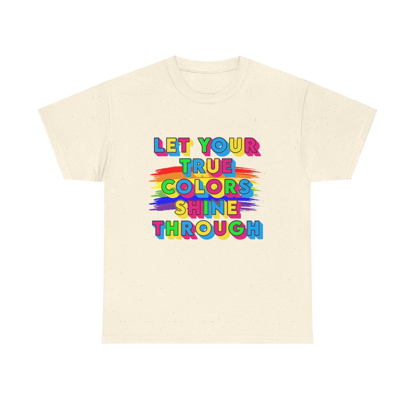 Music Nostalgia True Colors Heavy Cotton Tee, Colorful Boho and Hippie Style Top, Artistic Typographic Design T-shirt