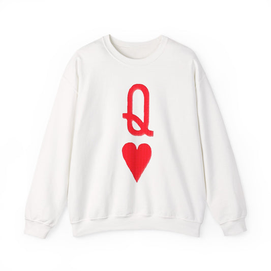 Queen of Hearts Sweatshirt, Gambler's Card Game Attire, Casino Theme Jumper, Unisex Pullover Gift, Gambling Lover Clothing, Heart Suit