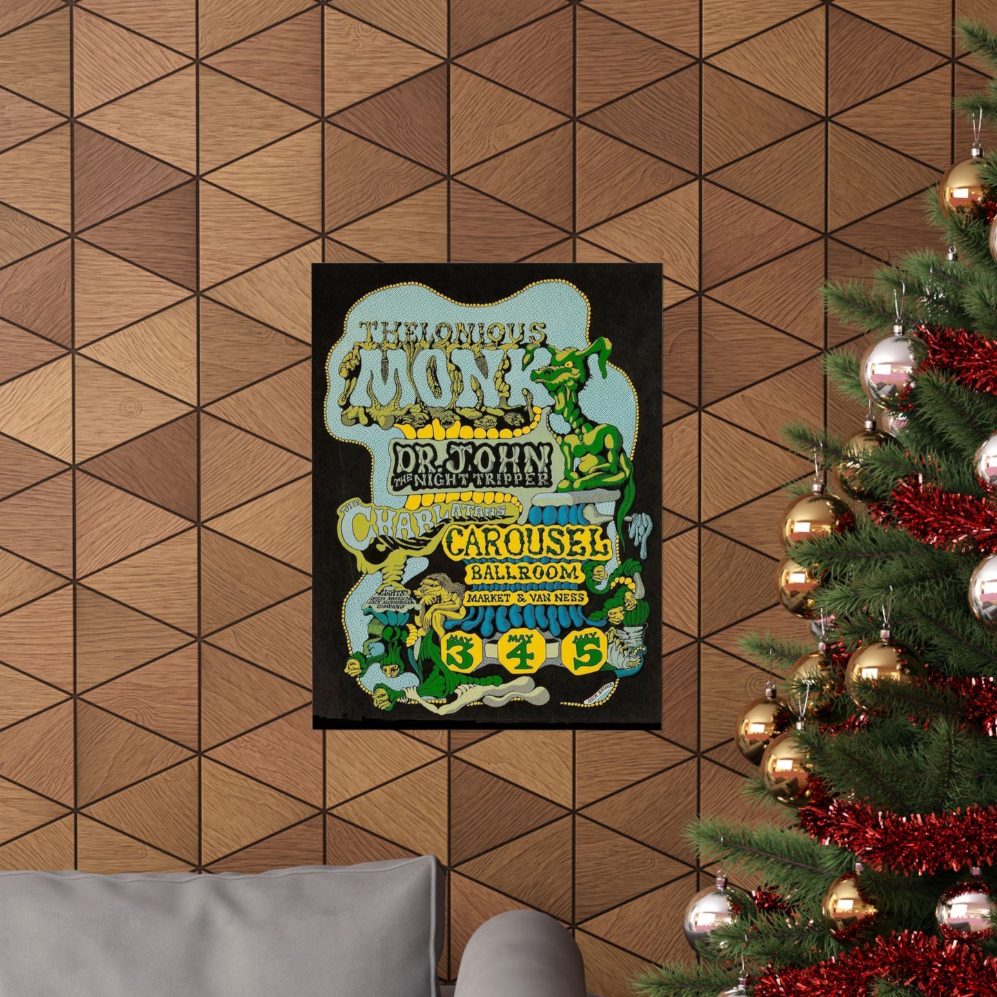 Vintage Thelonious Monk Dr. John Psychedelic Poster - Rick Griffin 1960s Style SF Carousel Ballroom