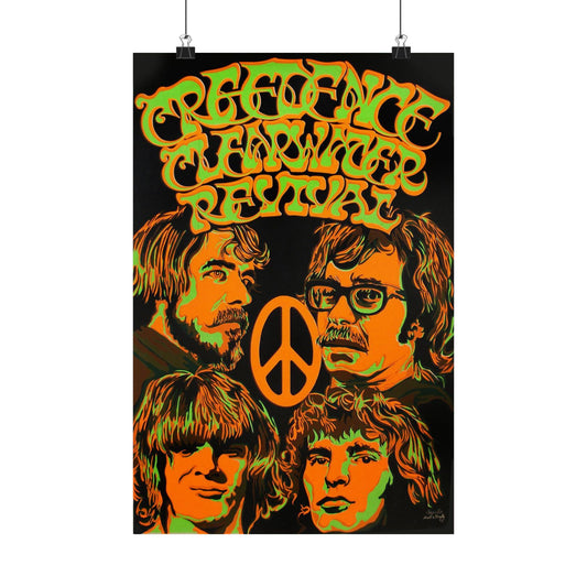 Vintage Psychedelic late 1960s Creedence Clearwater Revival Wall Art, Retro Home Decor, Bohemian Room Accent, collectible