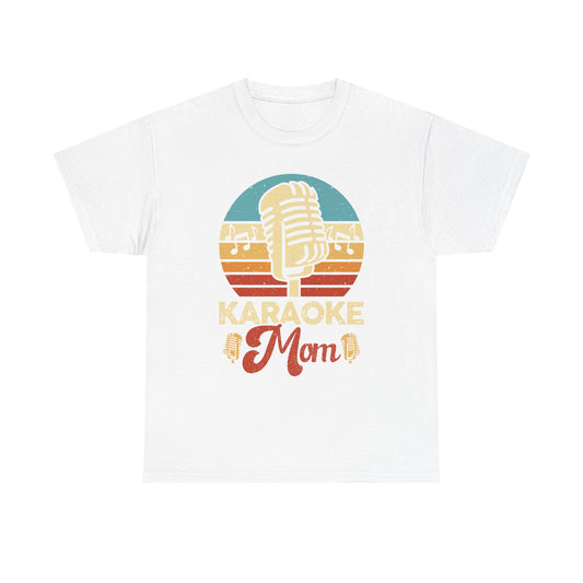 Karaoke Vibe, Karaoke Mom Unisex Heavy Cotton Tee | Fun Gift for Moms, Music Lovers, Family Gatherings, Birthdays, Singing Events