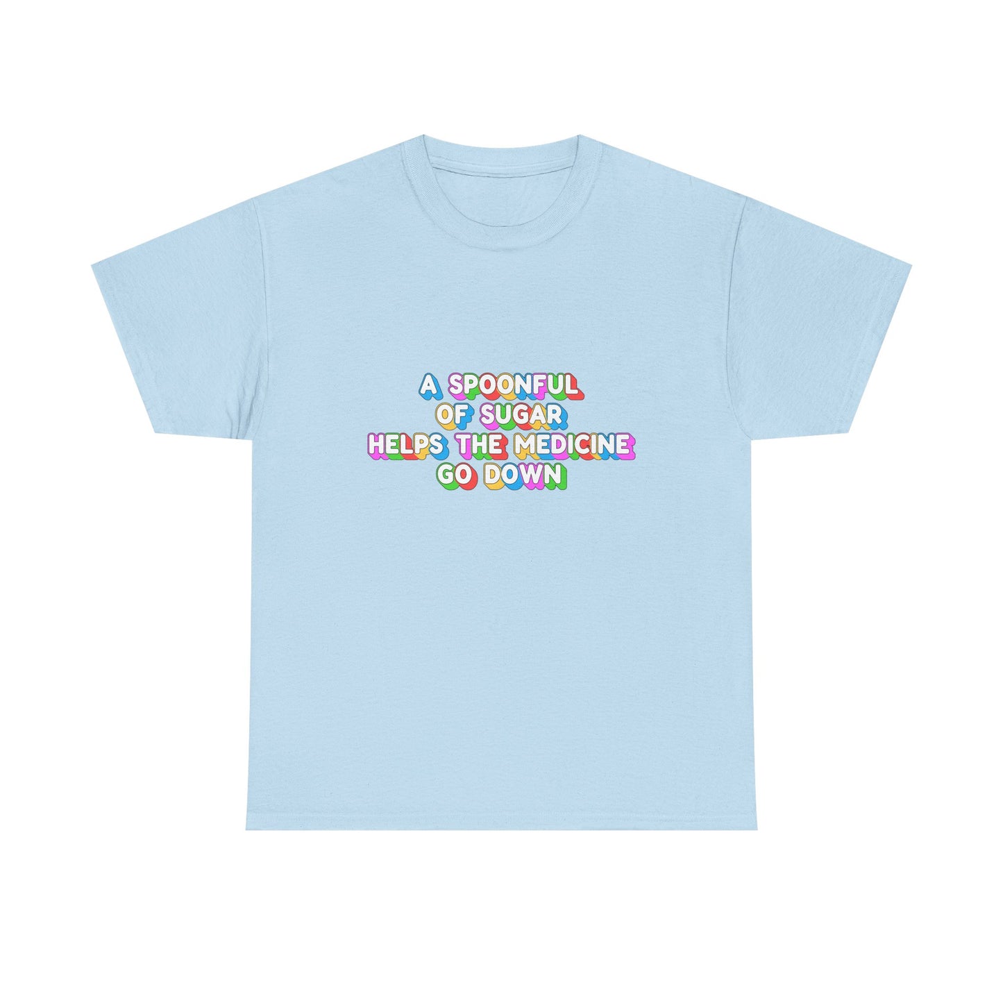 Music Nostalgia A Spoonful Of Sugar Unisex Tee, Retro Typographic Design Top, Artistical Expression of Colors T-Shirt