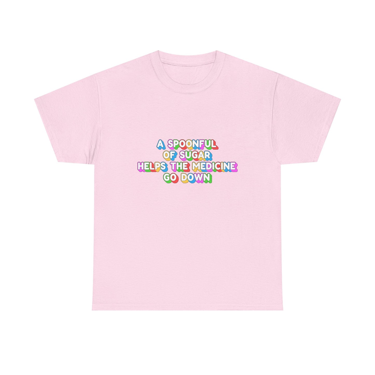 Music Nostalgia A Spoonful Of Sugar Unisex Tee, Retro Typographic Design Top, Artistical Expression of Colors T-Shirt