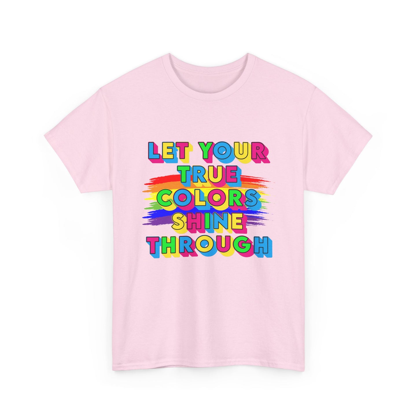 Music Nostalgia True Colors Heavy Cotton Tee, Colorful Boho and Hippie Style Top, Artistic Typographic Design T-shirt