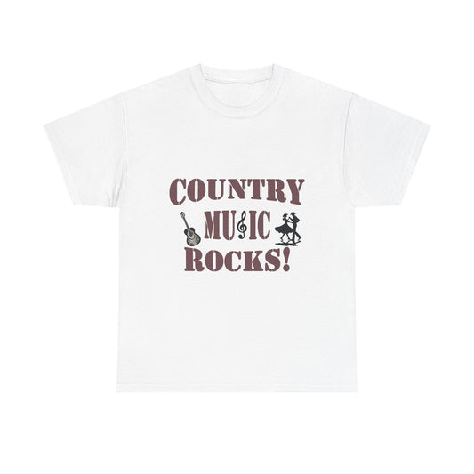 Music Nostalgia Country Music Rocks Unisex Cotton Tee, Artistic Typography Top, Retro Style Graphic Tee