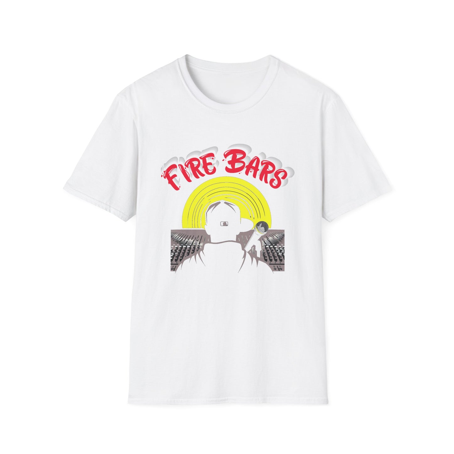 Music Nostalgia Fire Bars Unisex T-Shirt, The Rapper At the Mic and Board, Rap Lover graphic Tee